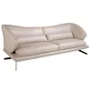 Image de Angel Cerdá - Canapé Design 3 Places Cuir Gris Taupe Coussins Lombaires