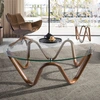 Image de Angel Cerda - Table basse ronde au design moderne cristal/noyer - 50x50x51 cm OS