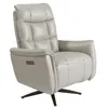 Image de Angel Cerdá   Fauteuil Design Pivotant Tapissé en Cuir Gris, Rotation 360° | Dossier Haut et Accoudoirs | Pieds en Acier Inoxydable Noir | Design Moderne pour Salon | 85 x 80/156 x 106 cm