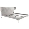 Image de Ángel Cerdá- Lit Double en Tissu Gris Clair 233x213x112cm - Design Moderne et Élégant avec Pieds en Acier