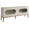 Image de Angel Cerdá - Buffet en Bois Noyer Gris éclairage intérieur - Buffet de Salon Moderne et sophistiqué - Buffet en Bois Durable - Meuble Buffet avec Grand Rangement - 180 x 41 x 75 cm