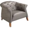 Image de Angel Cerdá   Fauteuil Design Tapissé en Cuir Gris | Design Enveloppant et Confortable | Accoudoirs et Assise Rembourrée | Design Moderne pour Salon | 112 x 99 x 81 cm