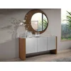 Image de Angel Cerda - Miroir mural rond avec cadre en bois couleur noyer noyer - 17x110x110 cm OS