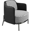 Image de ÁNGEL CERDÁ - Fauteuil en Tissu Blanc et Noir avec Dossier en Similicuir Noir - Fauteuil de Design Moderne avec Pieds en ier Poli Foncé - 68 x 70 x 73 cm