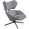 Image de Angel Cerda - Fauteuil pivotant avec accoudoirs pied de poule noir/blanc - 27x85x95 cm OS