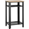 Image de Homcom Table de chevet industrielle avec 2 étagères en métal et pieds réglables pour salon chambre 45 x 35 x 75 cm Chêne et noir