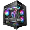 Image de Mars Gaming MC-VIEW2, Boîtier Gaming MicroATX, Double Verre Trempé Continu sans Cadre, 1x Ventilateur FRGB Arrière 120mm, Support Refroidissement Liquide Jusqu’à 240mm, Structure Double Chambre, Noir