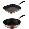 Image de Bergner Copper Set de poêle grill 28 x 28 cm + wok Ø28 cm en aluminium forgé avec revêtement ILAG ESSENTIAL