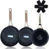 Image de briebe Black Titanium Set de 3 Poêles Induction, Antiadhésives Titane 20-24-28cm, Aluminium Forgé, Revêtement sans PFOA, Manche Professionnel Acier Inox, Vitrocéramique, Gaz, 3 Protecteurs