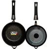 Image de briebe Set 2 Sauteuse Induction Anti Adhesive, Poêles 2 Poignées Amovibles 24/28 cm avec Couvercles en Verre, Fonte d'Aluminium, ILAG GRANITE sans PFOA, Vitrocéramique, Gaz, Four MGK-19S