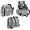 Image de MS BabyWorld   Booster Bag Stars | Rehausseur de Voyage Portable 2 en 1 avec Harnais à 5 Points | Sac à Dos Convertible en Bandoulière | Distributeur de Mouchoirs et Espace pour Ustensiles