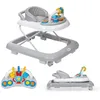 Image de MS BabyWorld - Déambulateur Basic - Trotteur pour bébé avec plateau interactif | Jeux avec son | Base anti-renversement | Roues en silicone | 3 positions de hauteur (Gris)
