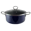 Image de San Ignacio Casserole 20 cm avec couvercle avec revêtement intérieur en marbre et extérieur en émail océanique avec manche en acier inoxydable collection, noir