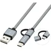 Image de CoolBox COO-CAB-U2MC-GR Câble 2 en 1 Micro USB et USB-C, tressé et résistant, connecteurs réversibles, gris