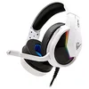 Image de Phoenix Casque Gaming PS5, microphone rétractable, réduction de bruit, coussinets en mousse haute densité, éclairage RGB, compatible avec PC, PS4, Xbox X, Xbox S, Nintendo, portable (Blanc)