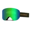 Image de HYSTERESIS Magnet Illicit Lunettes de ski et snowboard avec verres cylindriques magnétiques interchangeables avec 2 verres inclus Monture noire Verres verts Ruban couleur militaire