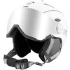 Image de HYSTERESIS Casque H-Shock avec visière Casque de ski et Snowboard avec visière | Couleur : Blanc | Lentille Argent Effet Miroir | Taille L | Taille de la tête : 58-61 cm | 100% Anti-buée et protection