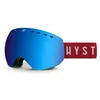 Image de Hysteresis Rocket Lunettes de ski et snowboard avec verres sphériques Monture noire Verres bleus Ruban rouge 100 % anti-buée UV400