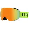 Image de HYSTERESIS Junior Lunettes de ski et snowboard pour enfants à partir de 5 ans | Monture noire | Lentille rouge | Ruban couleur jaune | 100 % anti-buée UV400.