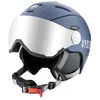 Image de HYSTERESIS Casque H-Shock avec visière. Casque de ski et snowboard avec visière | Couleur : bleu | Lentille argentée effet miroir | Taille : M | Taille de la tête : 55-58 cm | 100 % anti-buée et