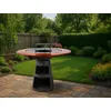 Image de PURLINE | Barbecue rond avec plaque en acier EFP59B WOOD Purline pour jardin, terrasse ou patio extérieur - Gril circulaire avec panneau périphérique en bois naturel et grande surface de cuisson
