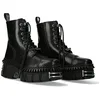 Image de NEW ROCK Bottine Militaire WALL M-WALL083CCT-S9 en cuir bovin coloris acier noir, style rock urbain avec plateforme renforcée, semelle cousue, design unisexe TAILLE 43