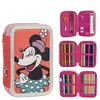Image de Pochette à crayons triple Minnie Mouse Rose 13 x 7,5 x 20 cm