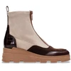 Image de Hispanitas pour femme. CHI243711 Bottines en cuir beige à talon compensé (40), 3 à 5 cm, Fermeture éclair, Casuel