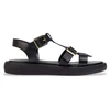 Image de Wonders pour femme. AB-1012 Sandales en cuir léger noir (36), Plat, 1 à 3 cm, Boucle, Casuel