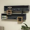 Image de Wooden Art - Étagère murale Karen noisette/anhtacite - 120x75x22 cm OS