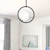 Image de Opviq Plafonnier Dolunay 3901 noir, abat-jour en verre, anneau