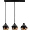 Image de Opviq Suspension en métal à hauteur réglable YILDO - 3 abat-jours - L. 67 x H. 25/111 cm - Noir et cuivré
