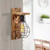 Image de Opviq Applique murale Erebos 121-A, bois, abat-jour cage noir