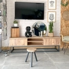 Image de Wooden Art - Meuble TV Zoria noir/pin - 180x40x50 cm OS