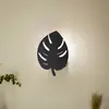Image de Opviq Applique murale Sivani MR-843 au design de feuilles, noir