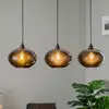 Image de Opviq Suspension Smoked 052 à 3 lampes linéaire verre Ø27cm