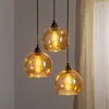 Image de Opviq Suspension Gold 021 à 3 lampes Rondelle de verre Ø20cm