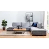 Image de Menzzo Canapé d'angle à Droite avec Pouf Perissa Velours Gris foncé