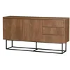 Image de Menzzo Buffet 2 Portes et 3 tiroirs Stela 140x72cm Métal Noir et Bois Naturel