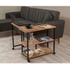 Image de Wooden Art - Table d'appoint sur roulettes Melin noir/marron - 70x76x66 cm OS