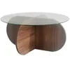 Image de Menzzo Table Basse Design Venas D75cm Bois foncé et Verre Transparent