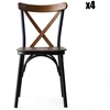 Image de Wooden Art - 4 chaises ahsa marron/noir - 42x84x41 cm OS