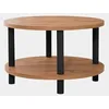 Image de Emob - Table Basse Dora - 100% mélaminé, épaisseur 25mm, Pieds en Charme, diamètre 70cm, pin Noir Atlantique