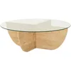 Image de Menzzo Table Basse Design Sunac D90cm Verre Transparent et Chêne Clair