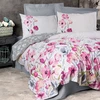Image de Elizabed - Parure housse de couette Carla gris/blanc/rose 240x220 cm