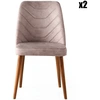 Image de Wooden Art - 2 Chaises Dallas 555 noyer/beige - 50x90x49 cm OS