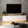 Image de Homitis - Meuble TV Neon blanc/chêne - 160x35x32 cm OS