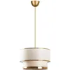 Image de Vente-unique - Suspension en métal - D.30 x H. 65 cm - Doré et beige - RAYONA