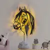 Image de Opviq Applique murale Horse, noir, métal, 57 x 41 cm, câble avec fiche
