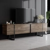 Image de Wooden Art - Meuble TV Luxe noyer/noir - 180x30x50 cm OS